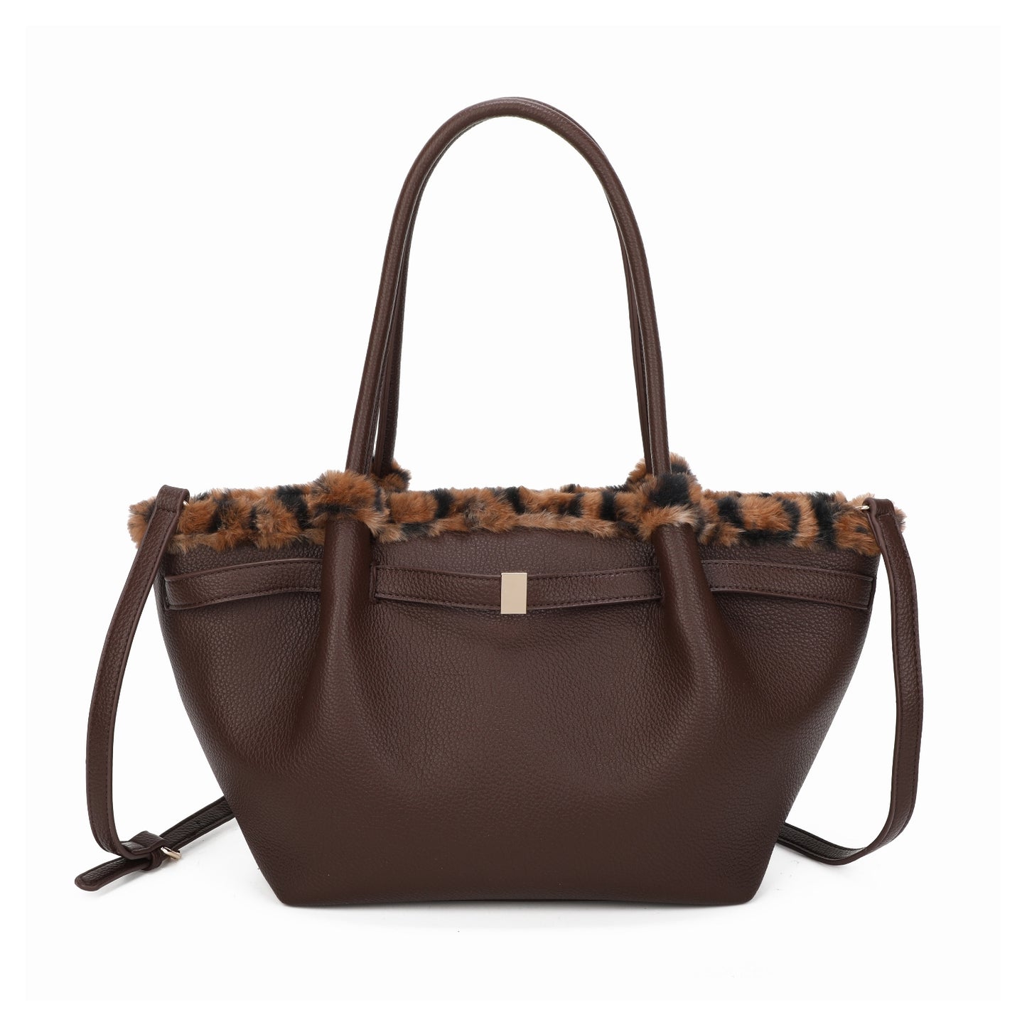 Animal Print Trim Tote Bag