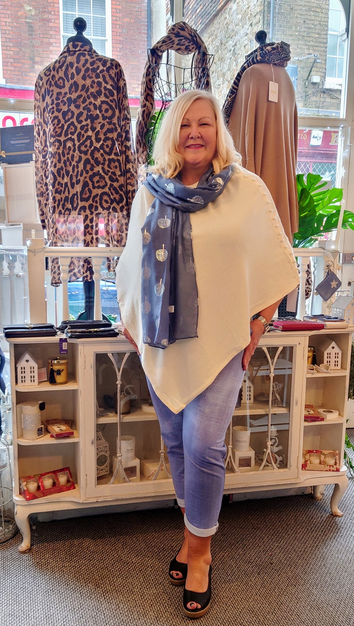 Pearl Detail Poncho