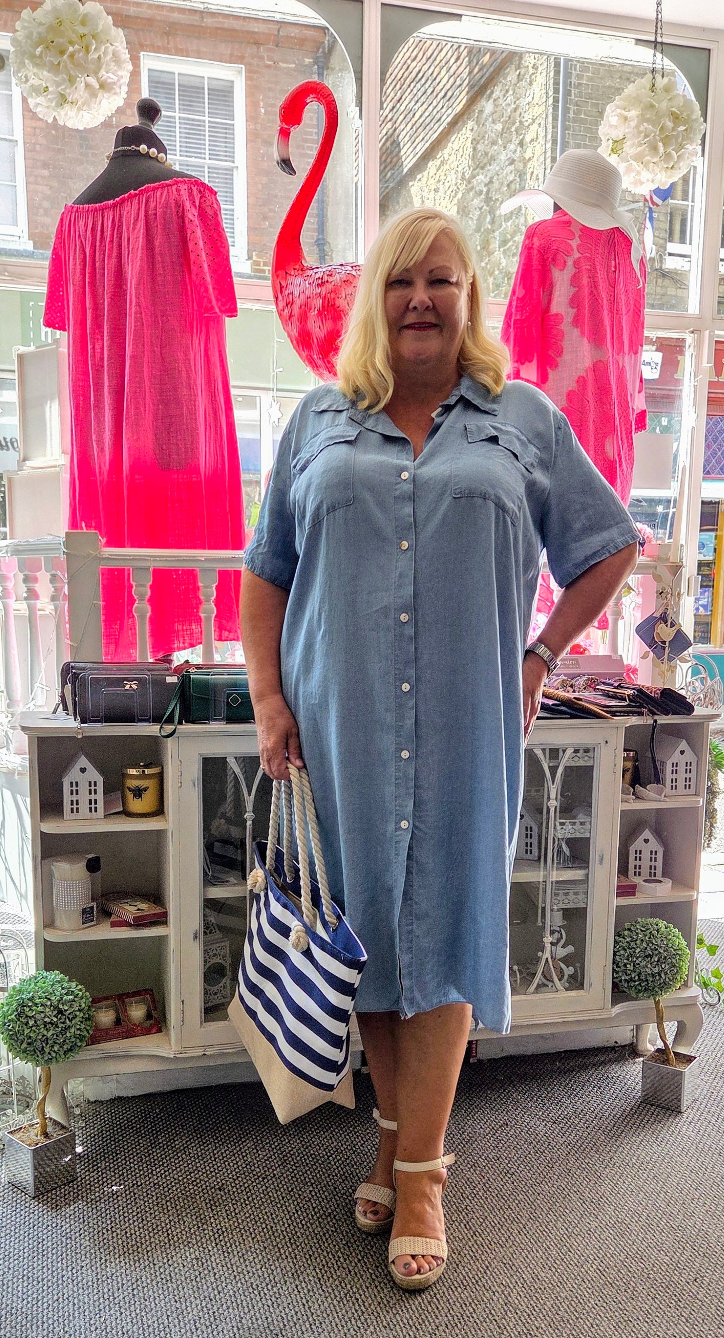 SALE - Chambray Denim Long Shirt-Dress