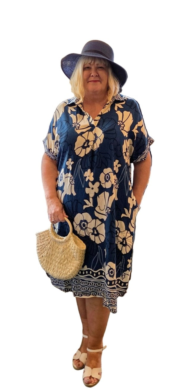 Floral Collar Shirt Dress