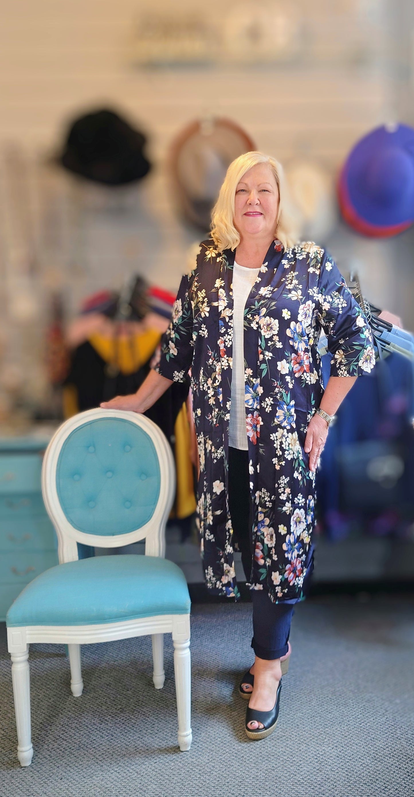 SALE - Blue Floral Kimono