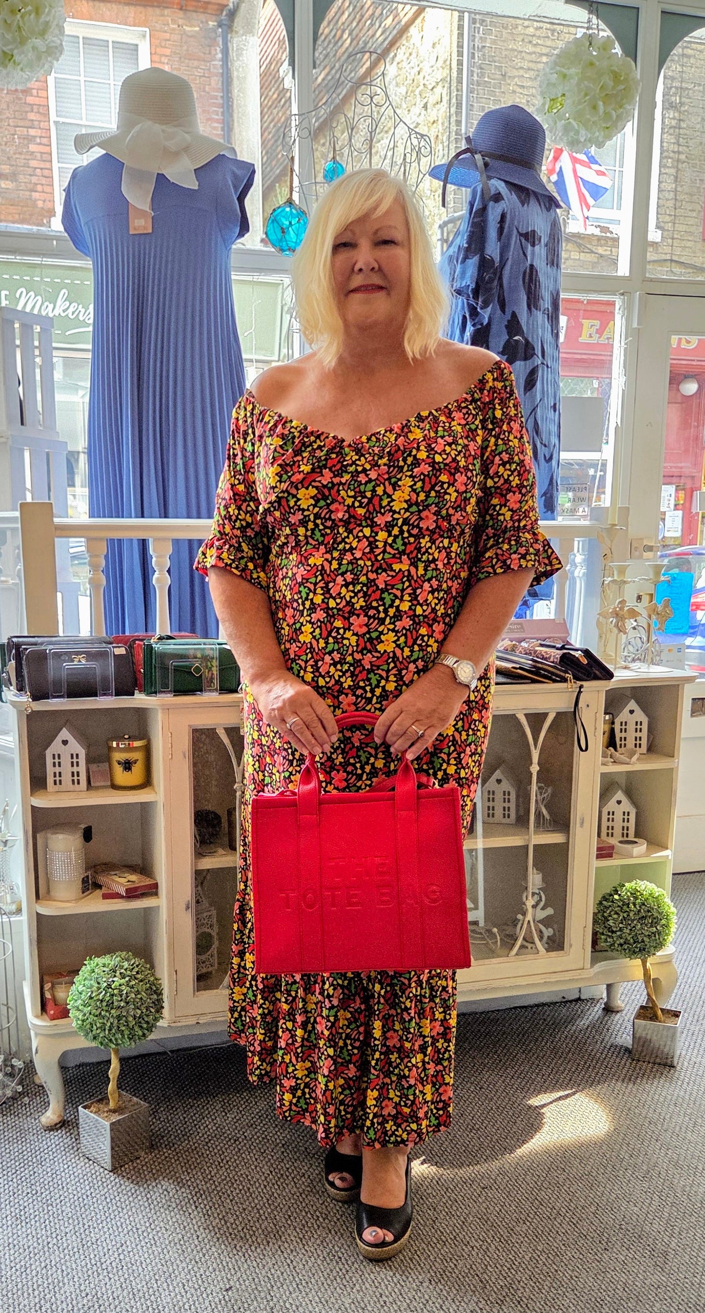 SALE - Floral Bardot Midi Dresss