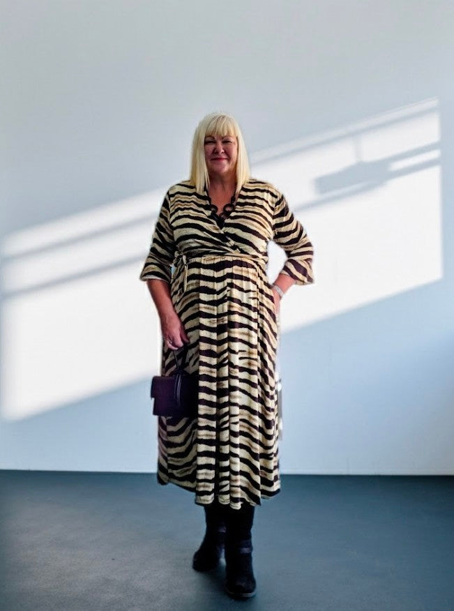 Zebra Print Midi Wrap Dress
