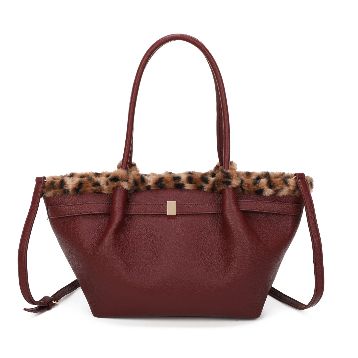 Animal Print Trim Tote Bag