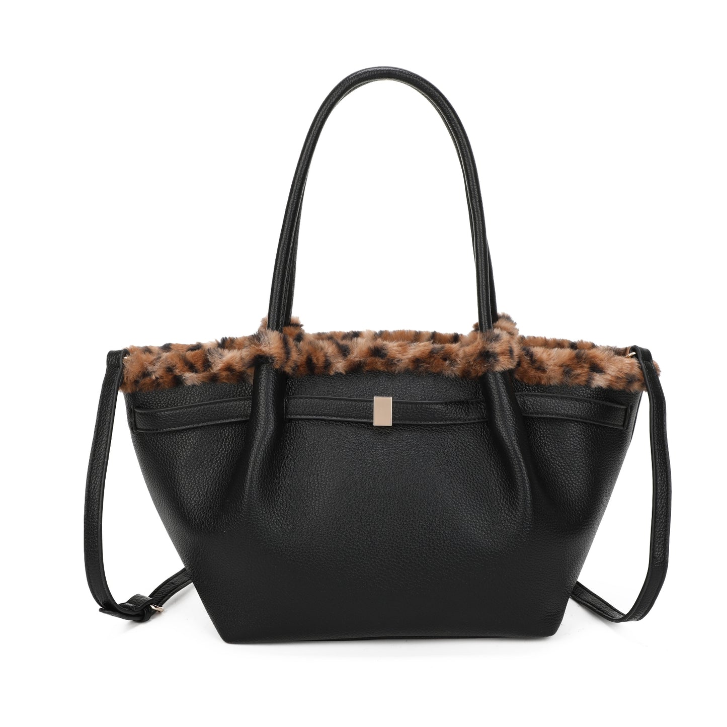 Animal Print Trim Tote Bag