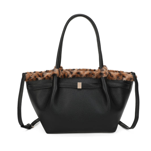 Animal Print Trim Tote Bag