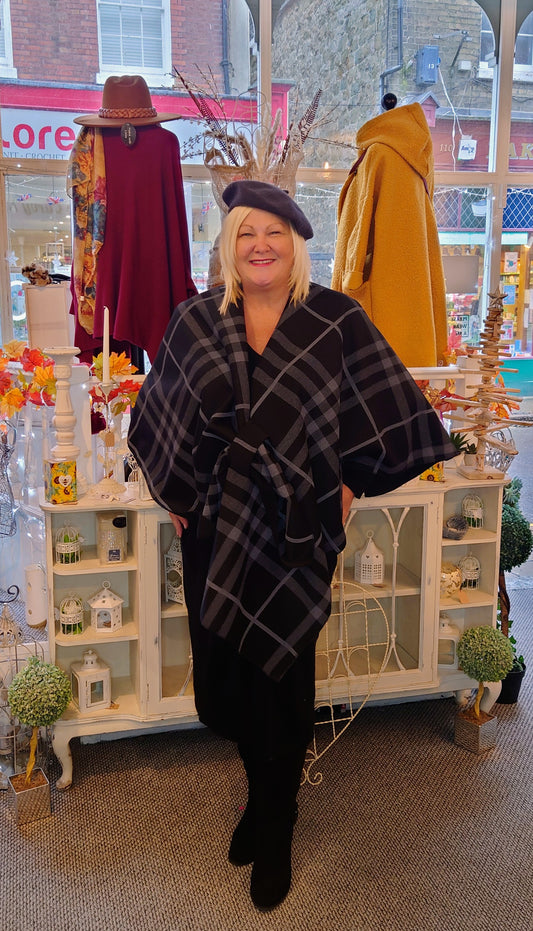 SALE - Checked Knot Front Cape