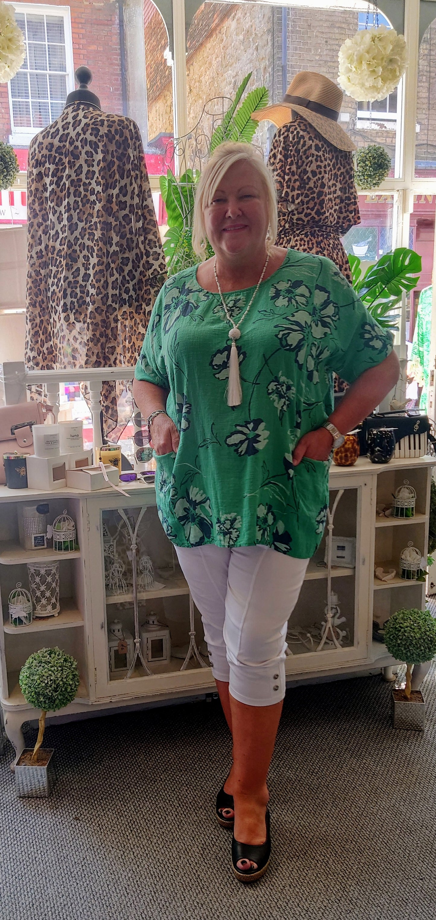 SALE - Cotton Floral Tunic with Pockets