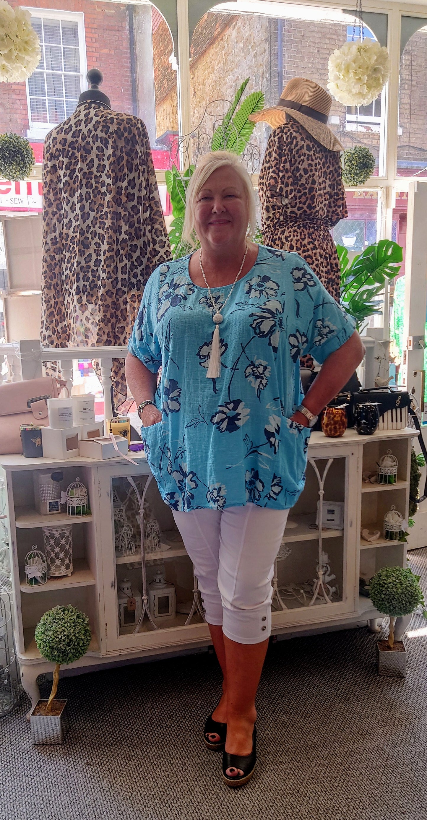 SALE - Cotton Floral Tunic with Pockets