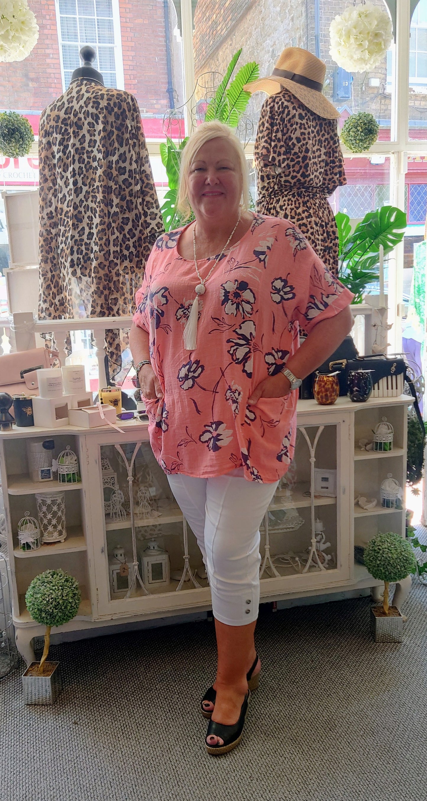 SALE - Cotton Floral Tunic with Pockets