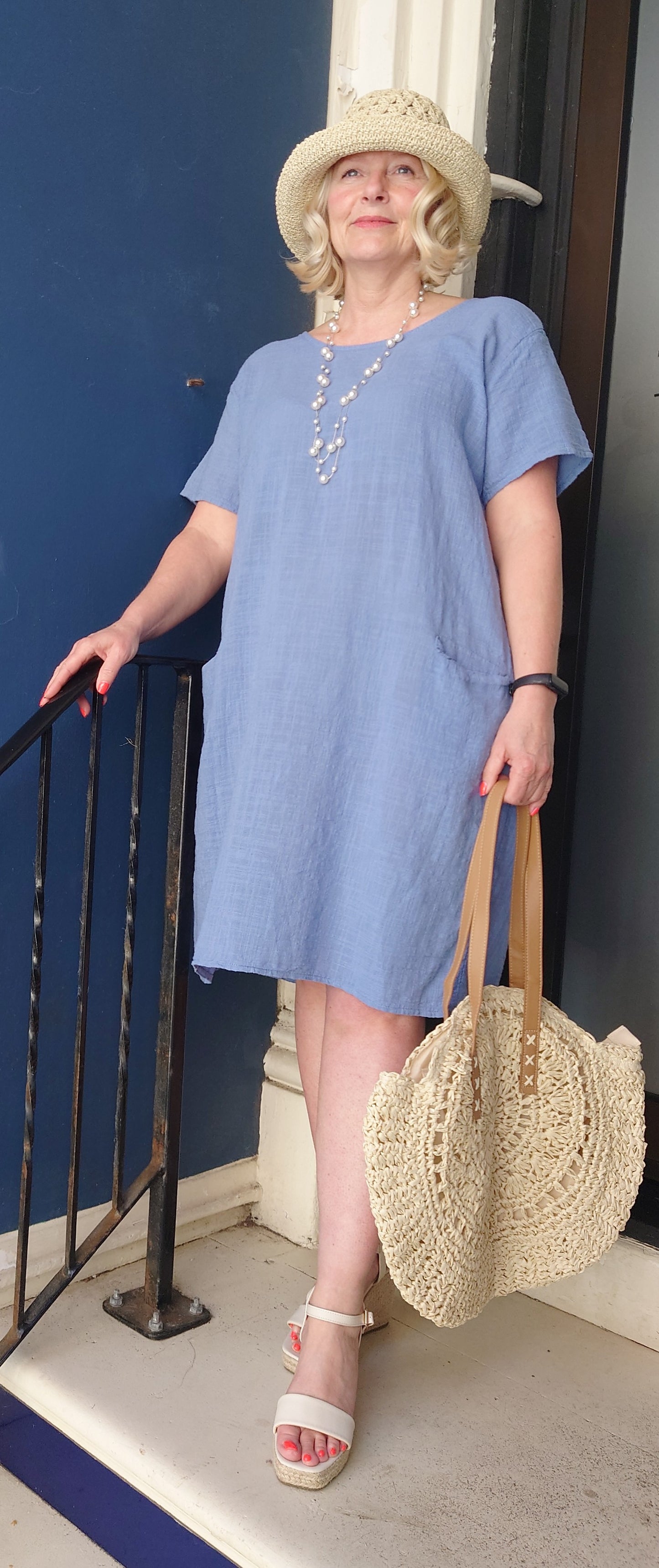 SALE - Cotton Midi Dress with Pockets