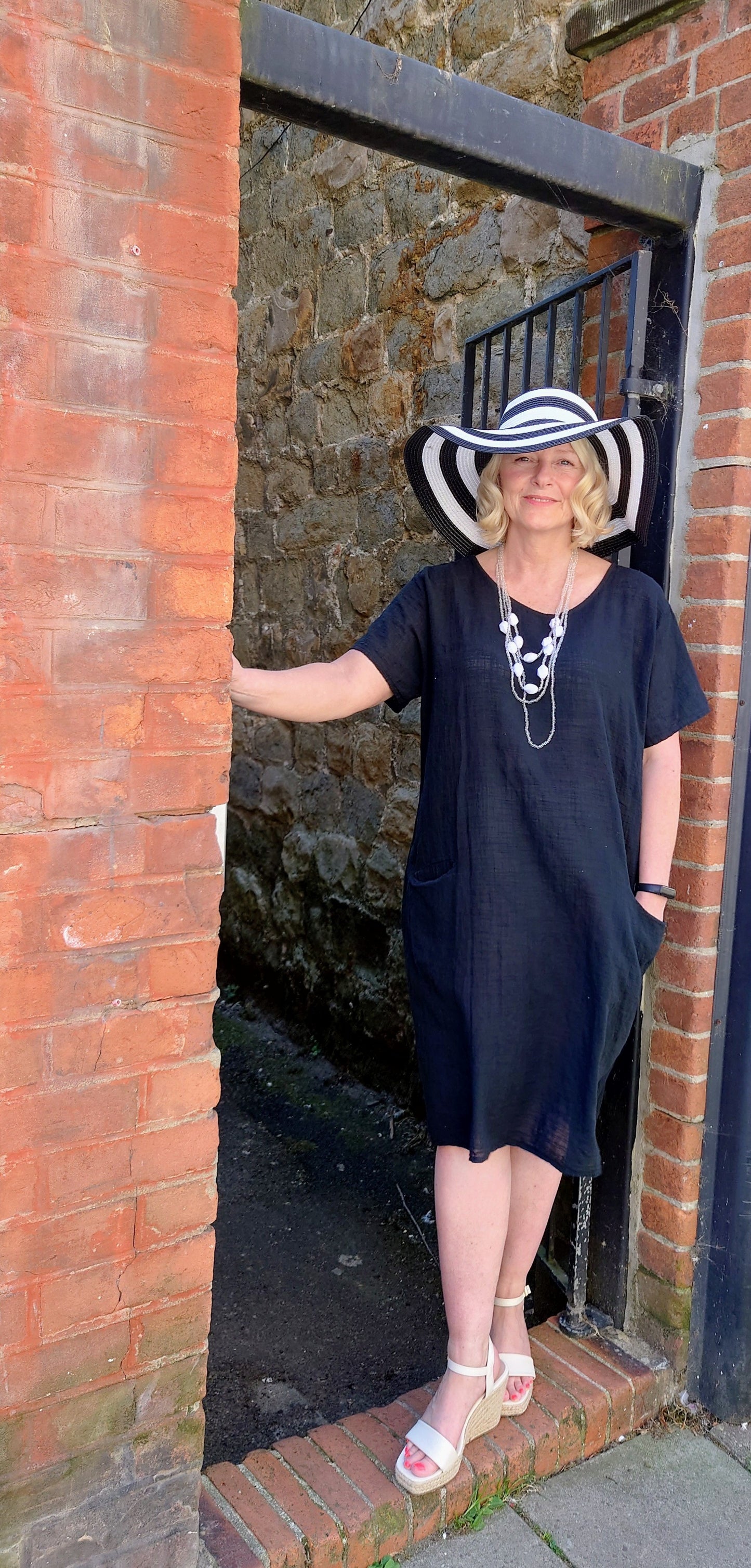 SALE - Cotton Midi Dress with Pockets