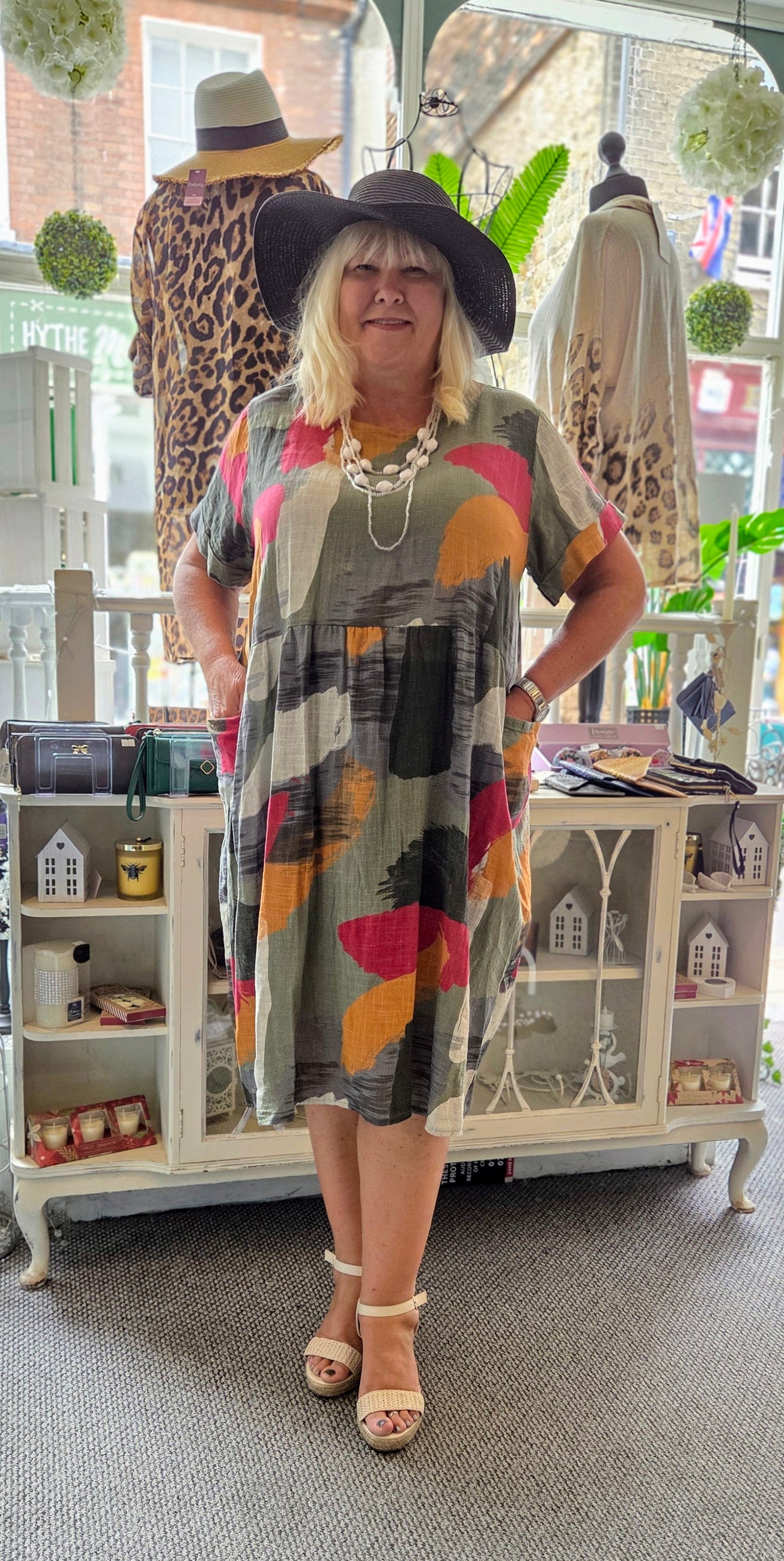 SALE - Abstract Cotton Pocket Dress