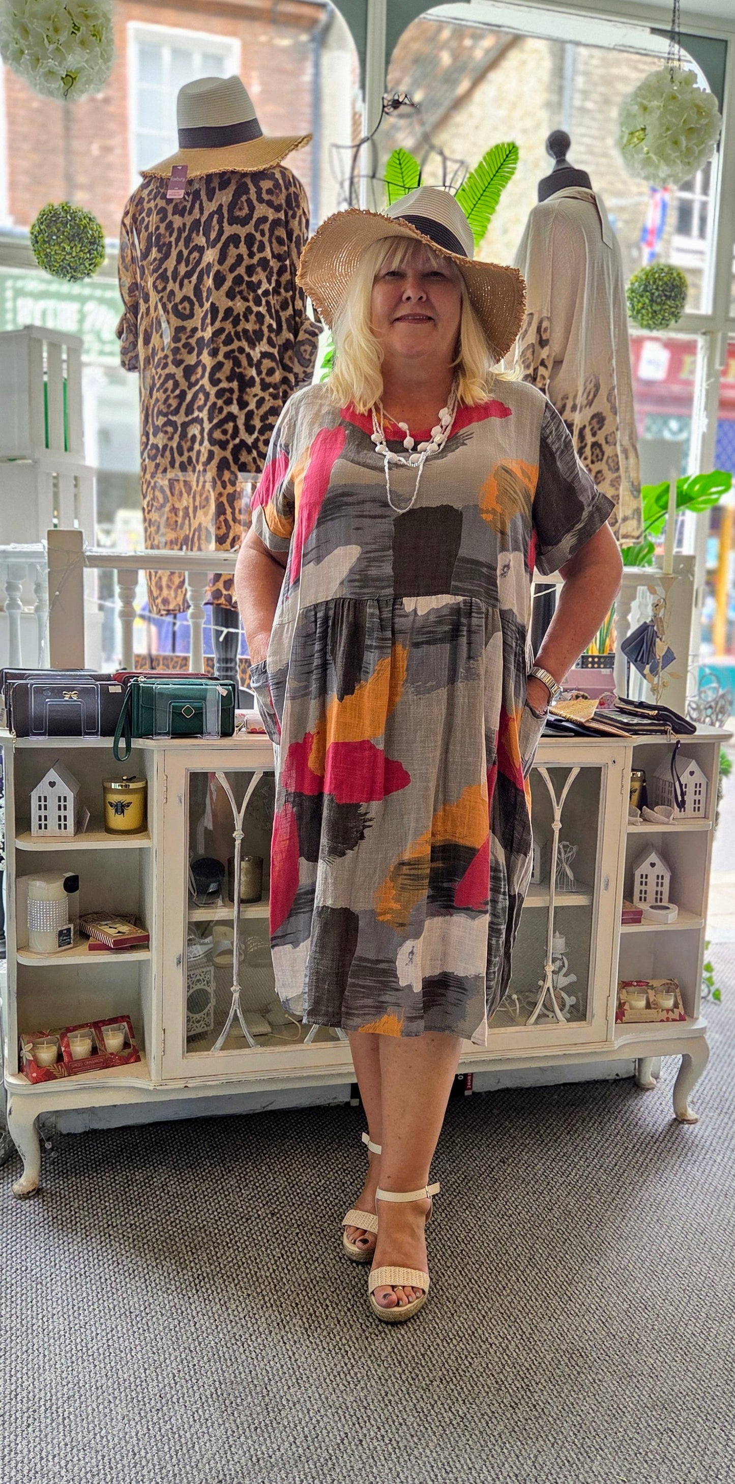SALE - Abstract Cotton Pocket Dress