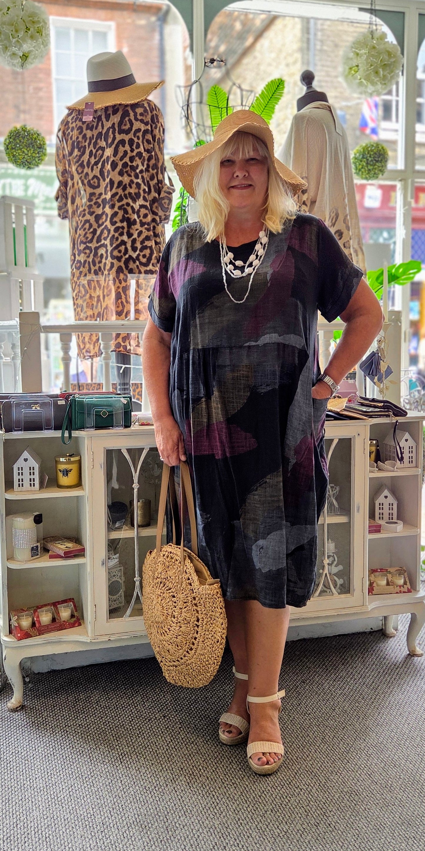 SALE - Abstract Cotton Pocket Dress