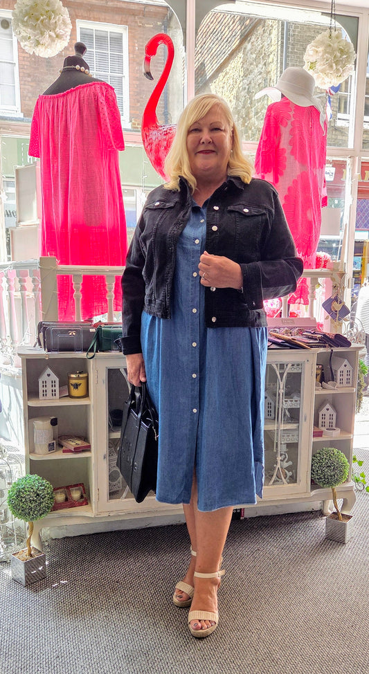 SALE - Chambray Denim Long Shirt-Dress