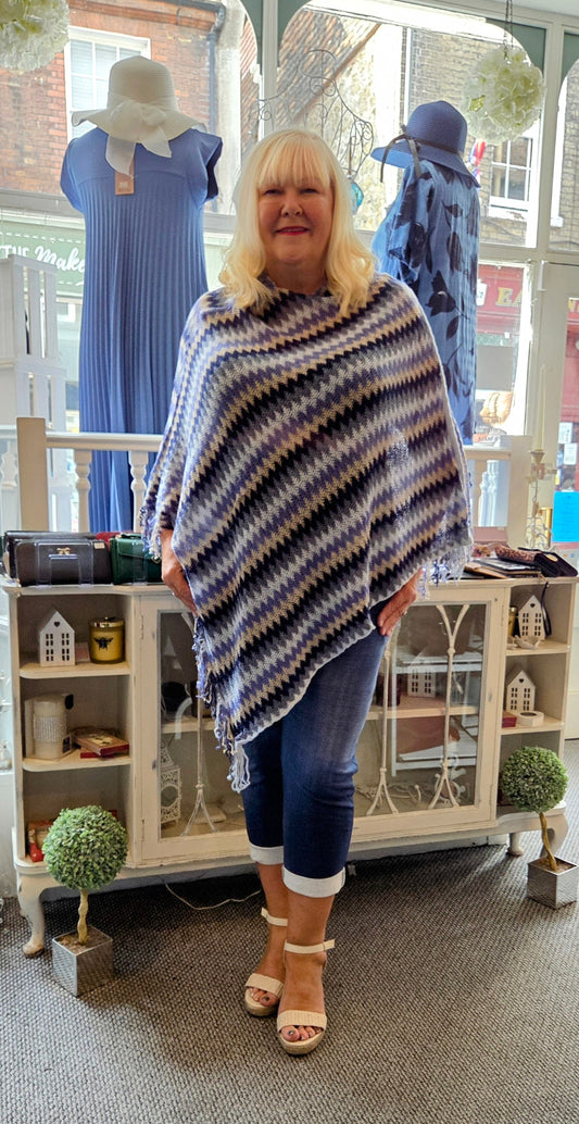 Blue Stripe Poncho