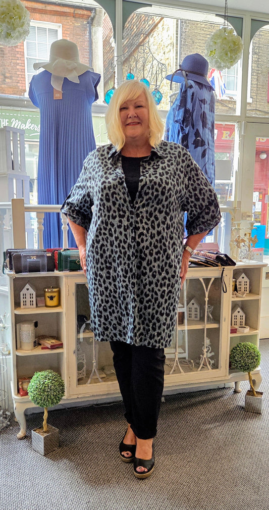 SALE - Green Animal Print Oversized Shirt