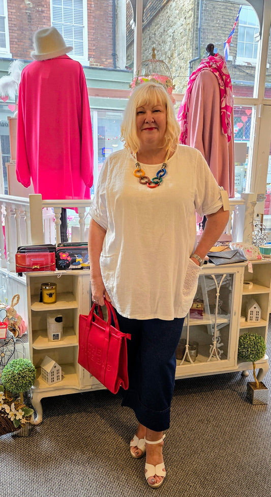 Cotton Palazzo Denim Pants