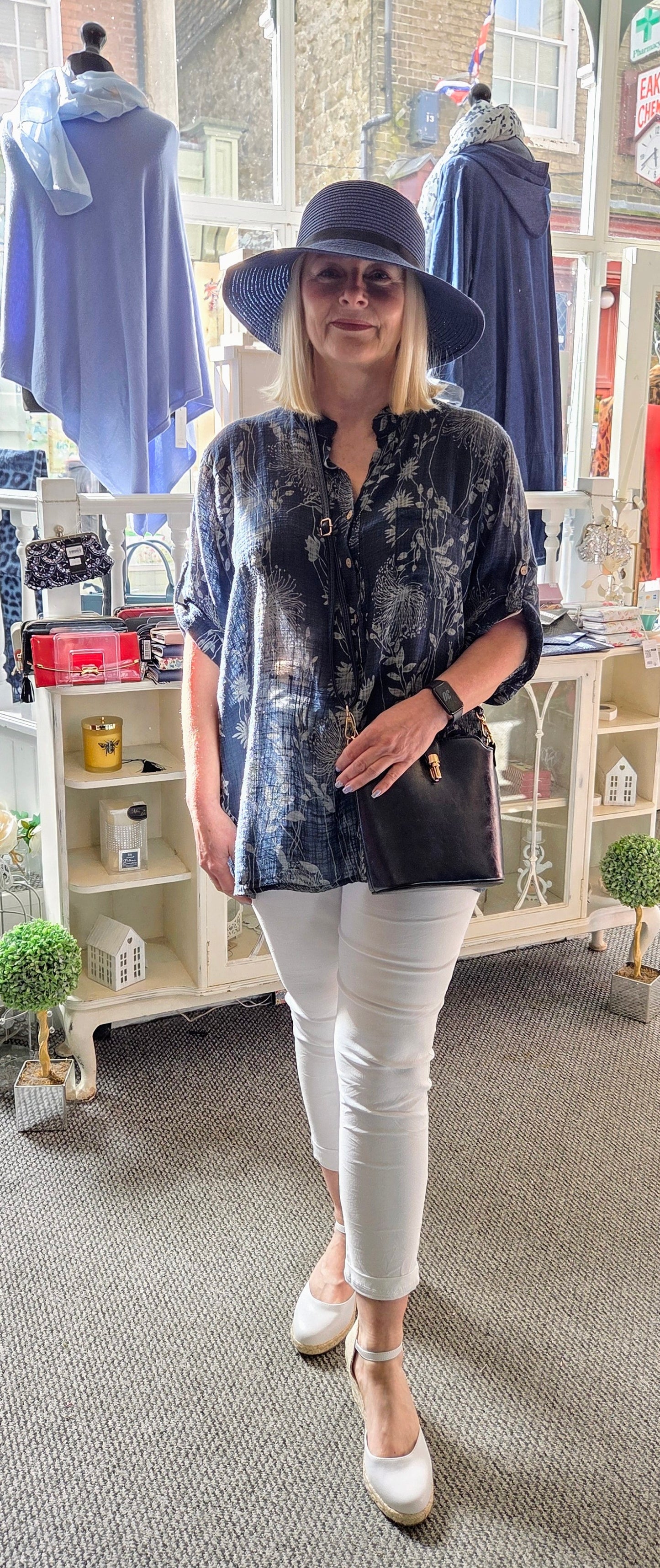 Cotton Floral Button Top
