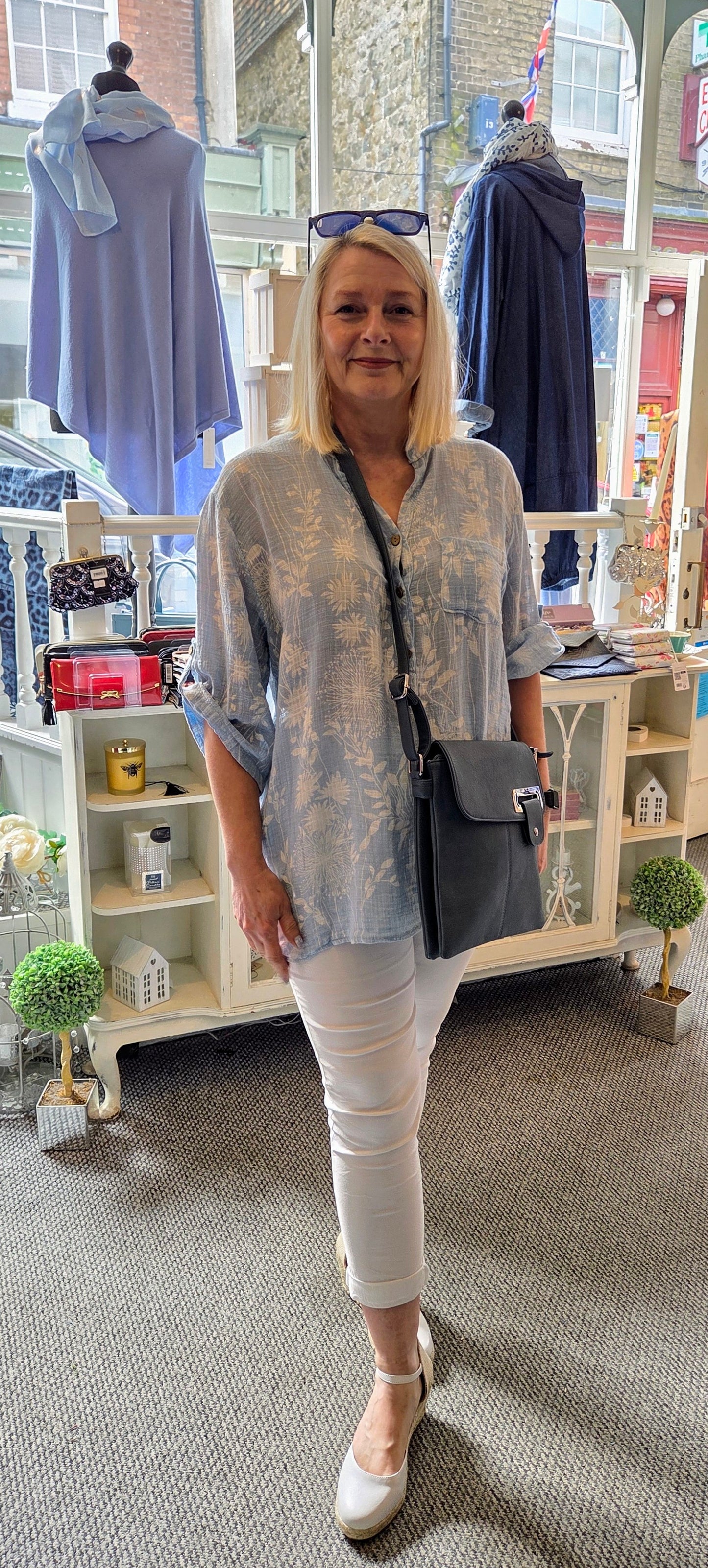 Cotton Floral Button Top