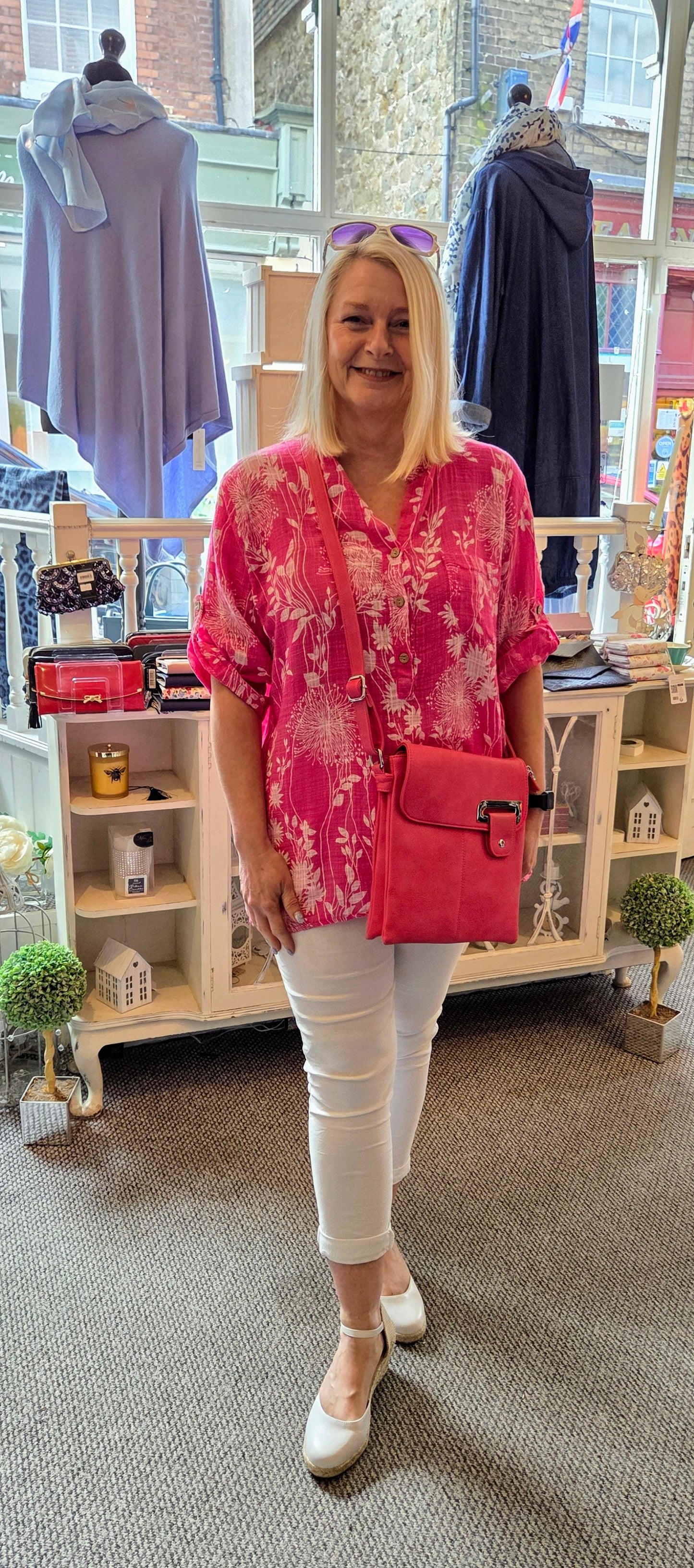 Cotton Floral Button Top