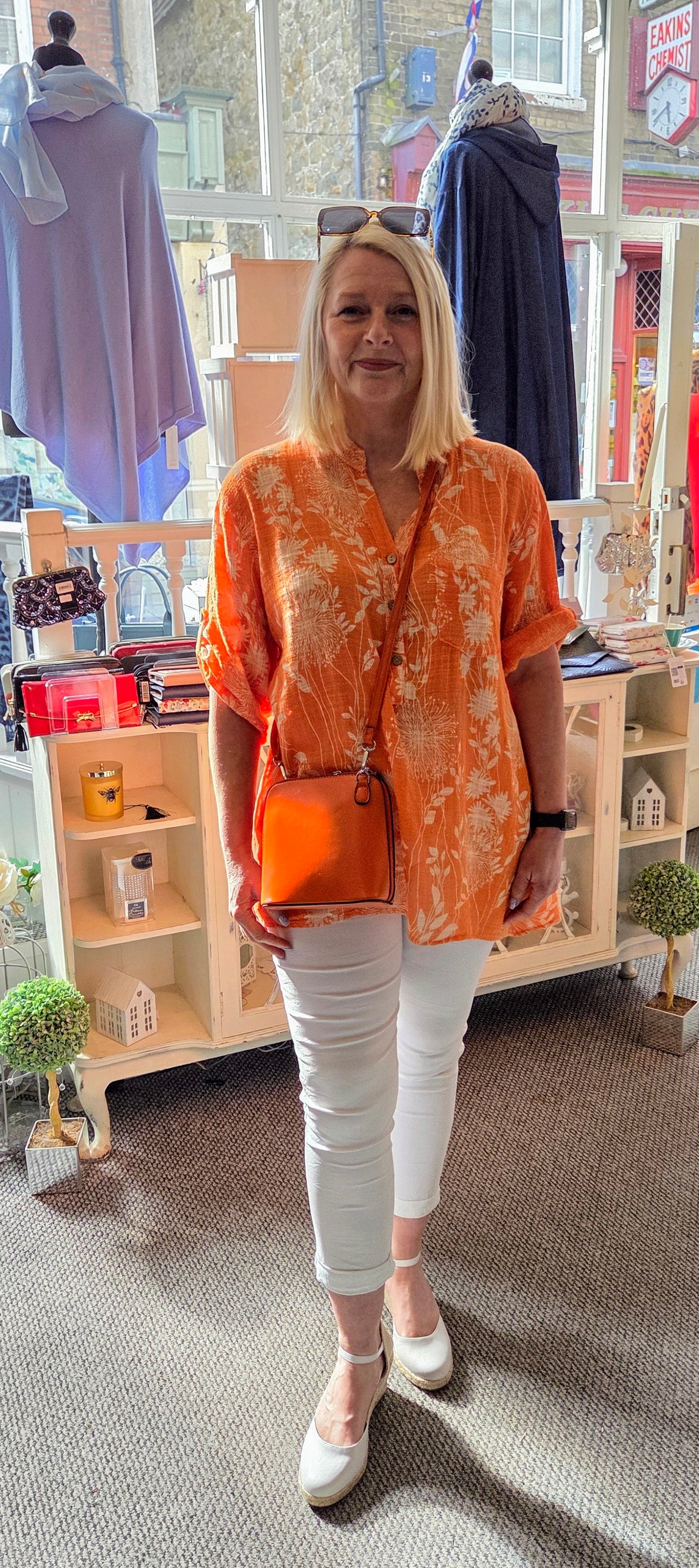Cotton Floral Button Top