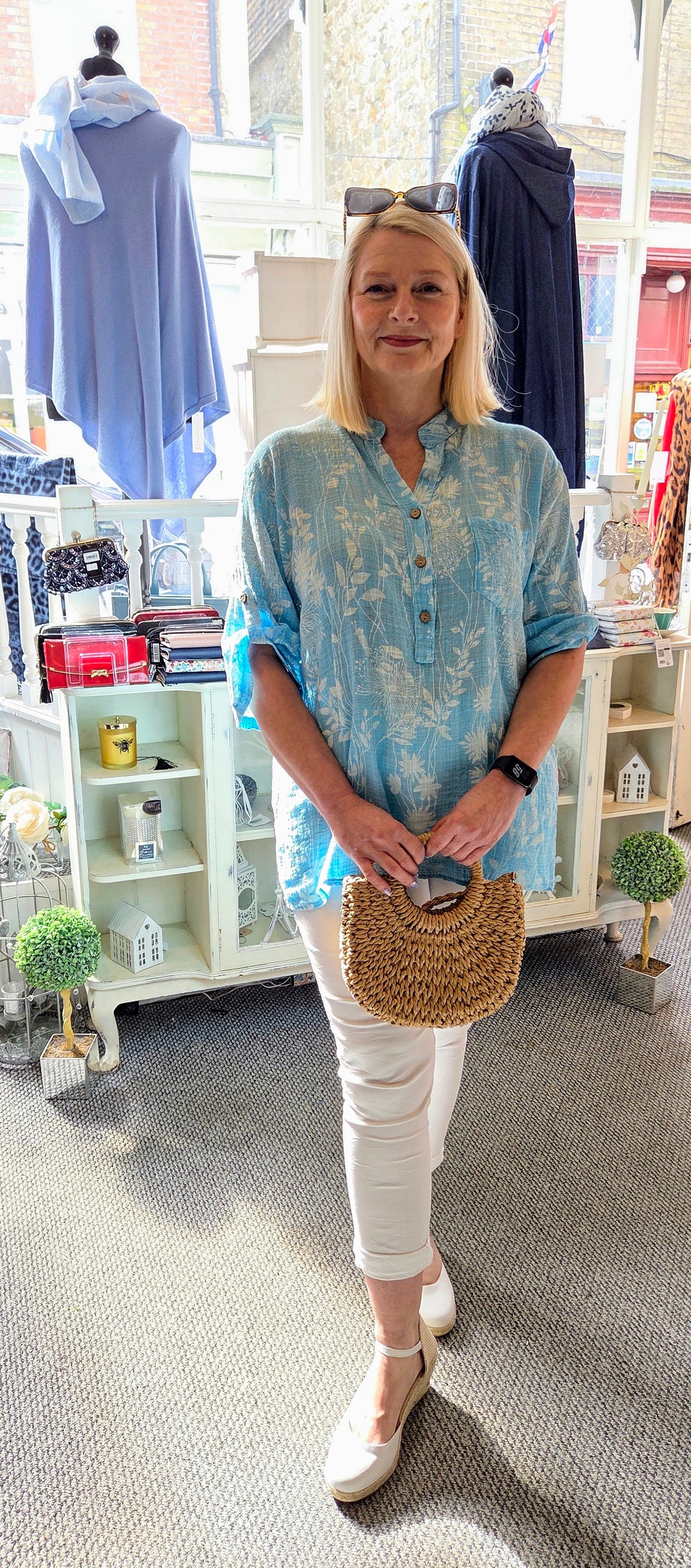 Cotton Floral Button Top