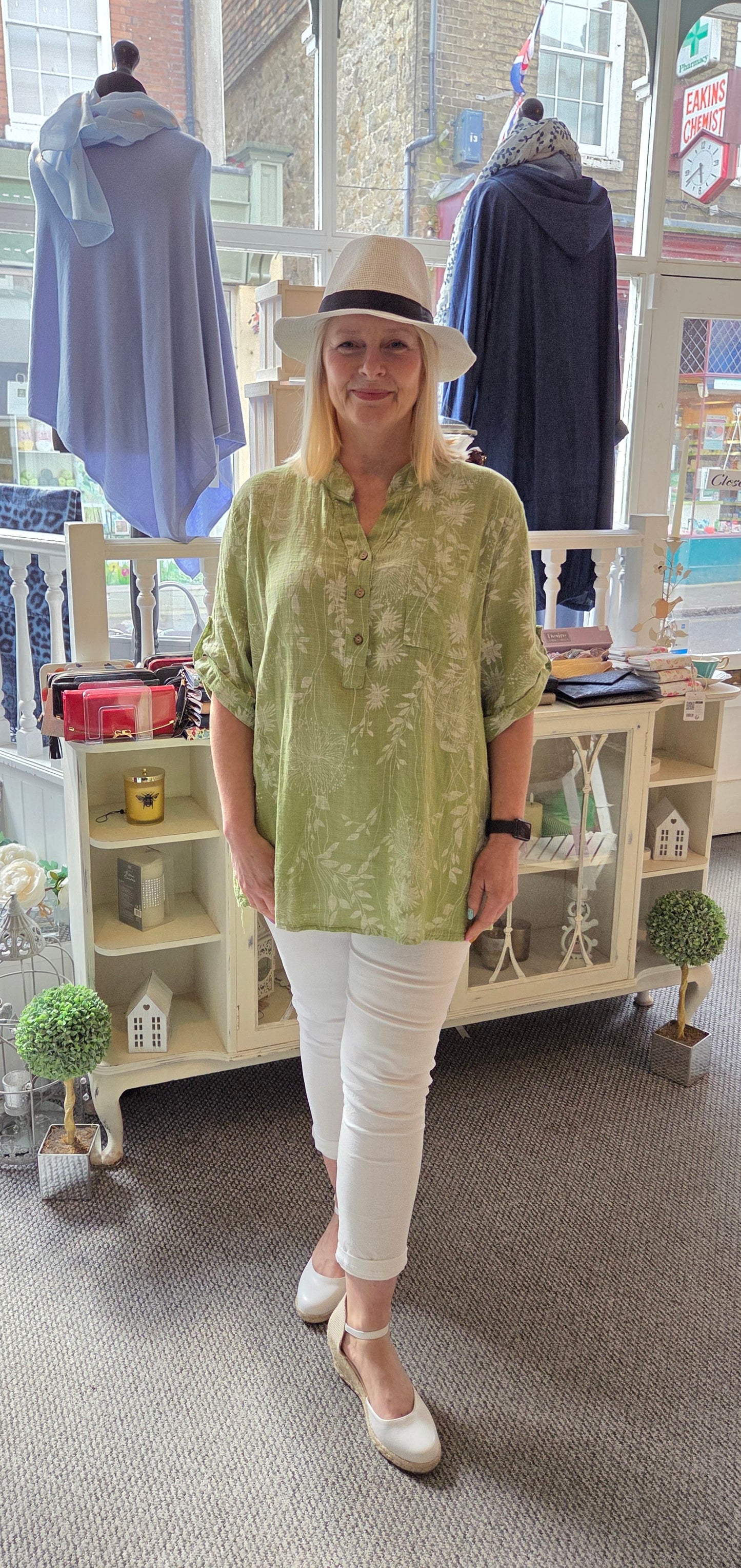 Cotton Floral Button Top