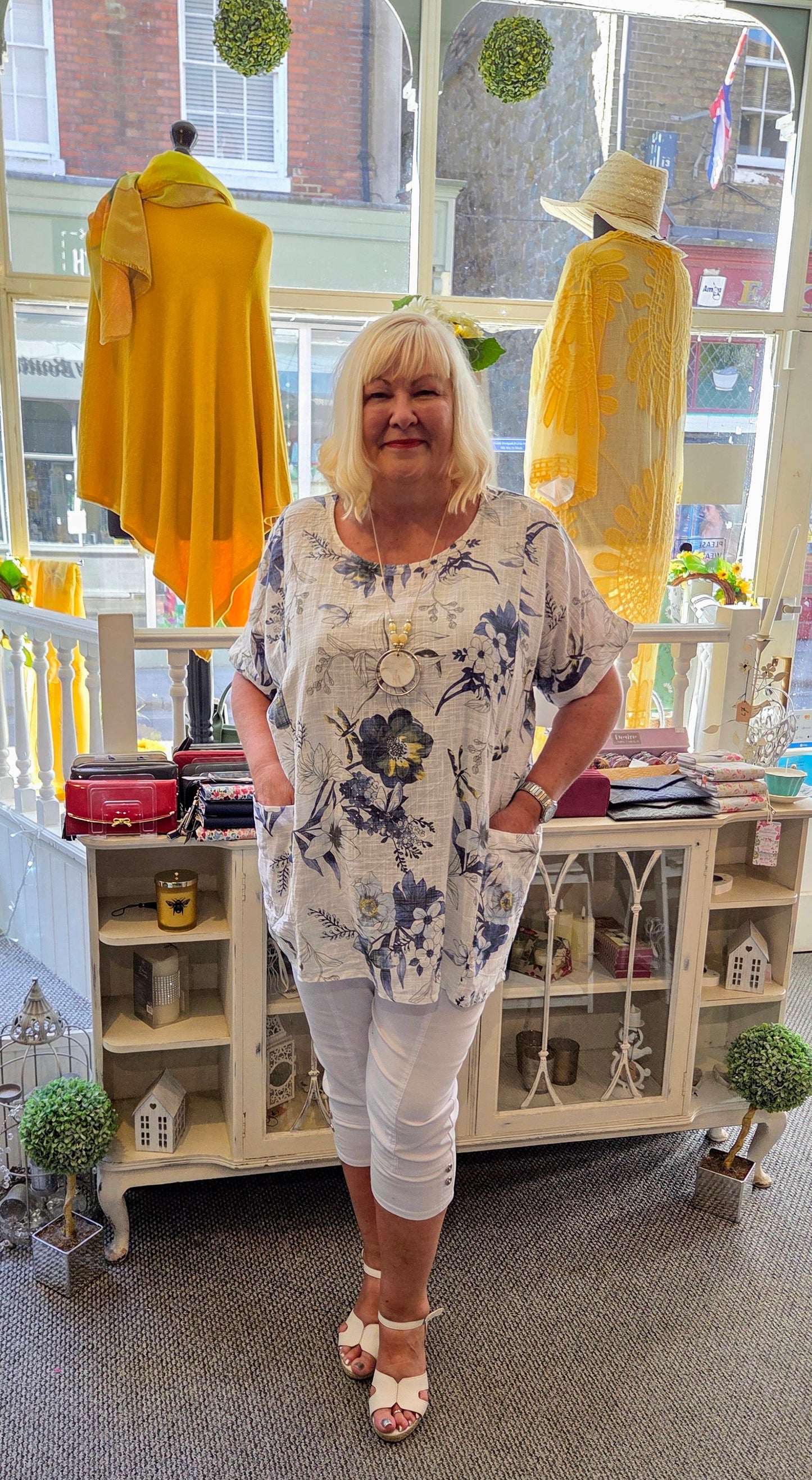 Cotton Floral Tunic with Pockets
