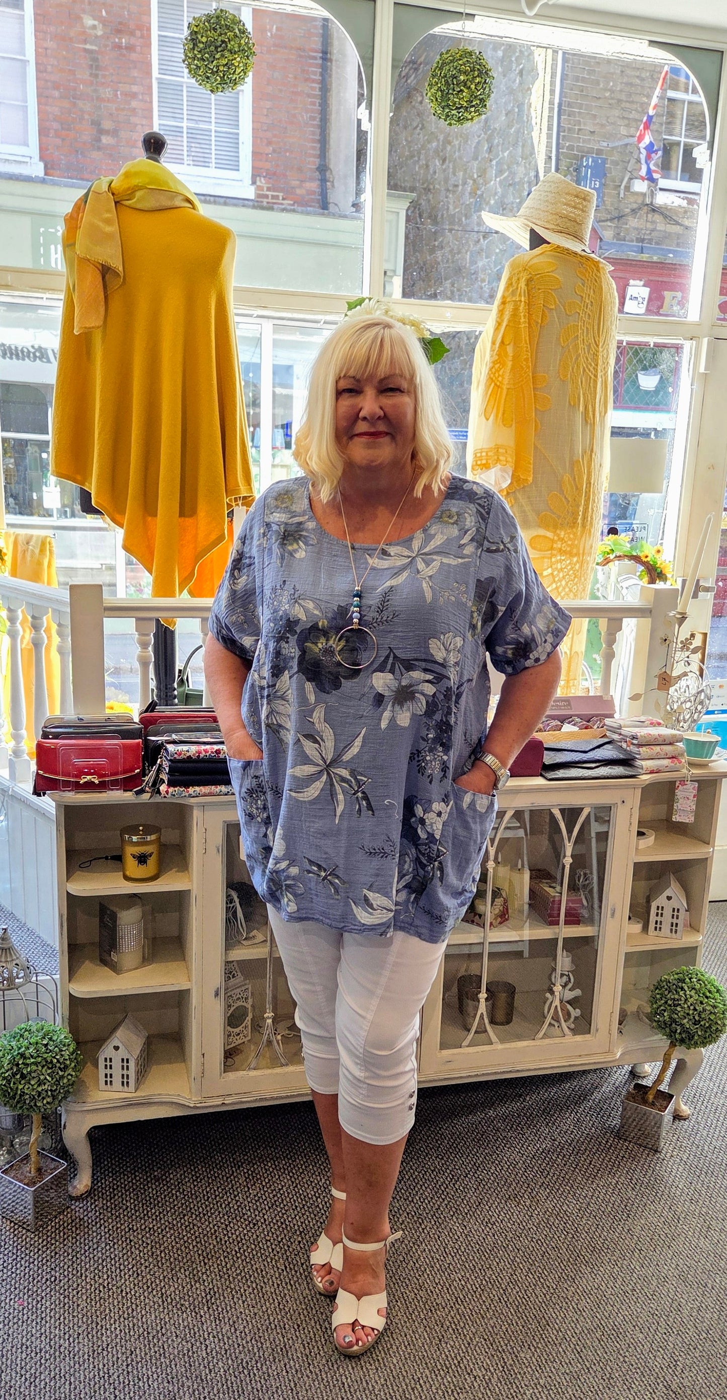 Cotton Floral Tunic with Pockets