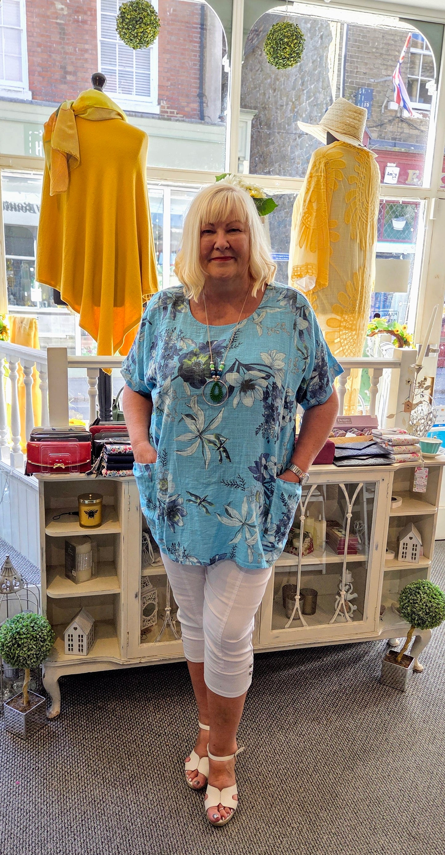Cotton Floral Tunic with Pockets
