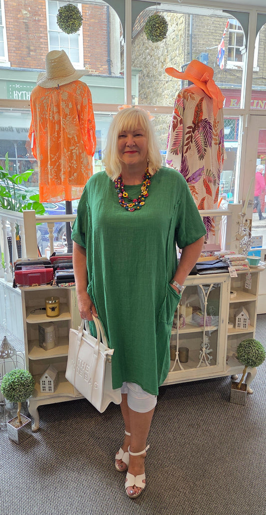 Raw Edge Cotton Dress Tunic