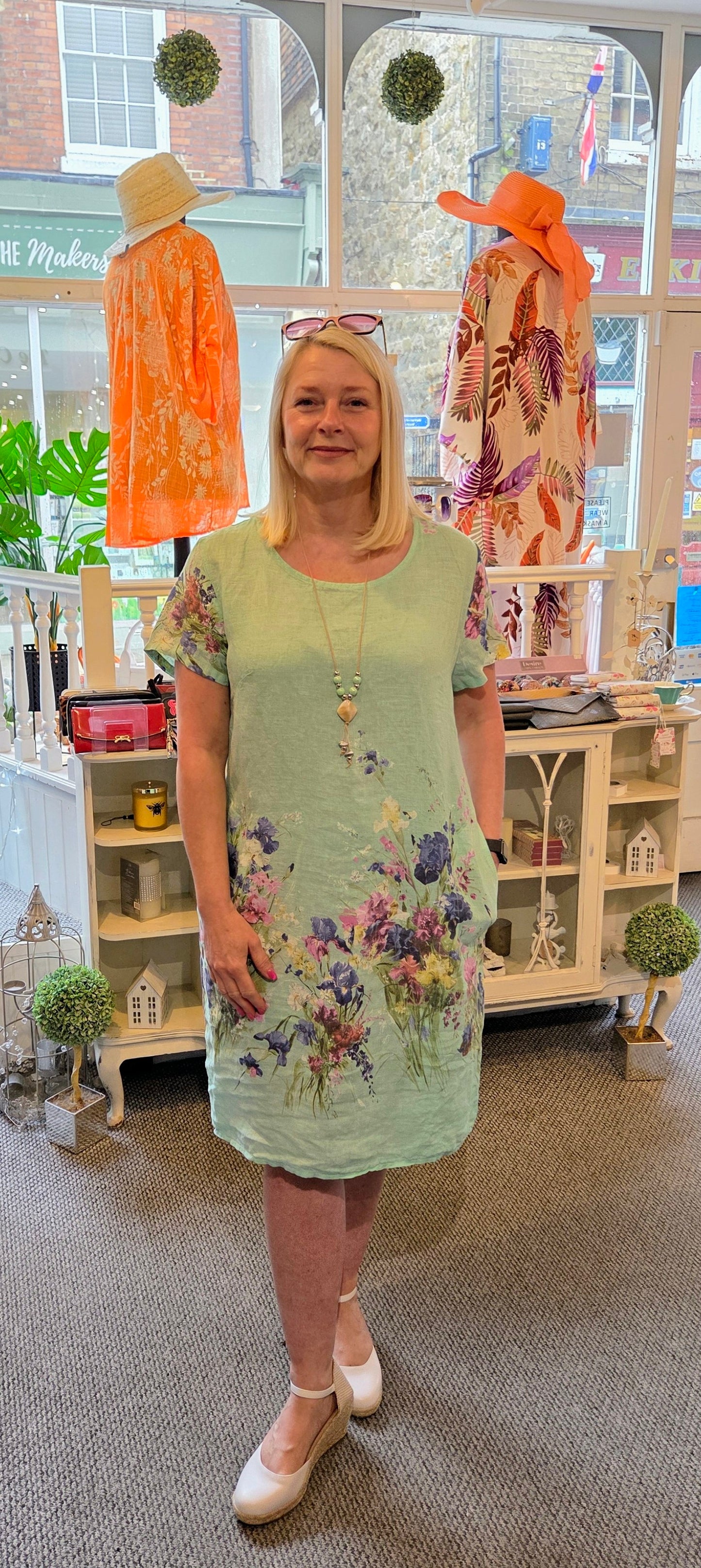 Linen Floral Dress