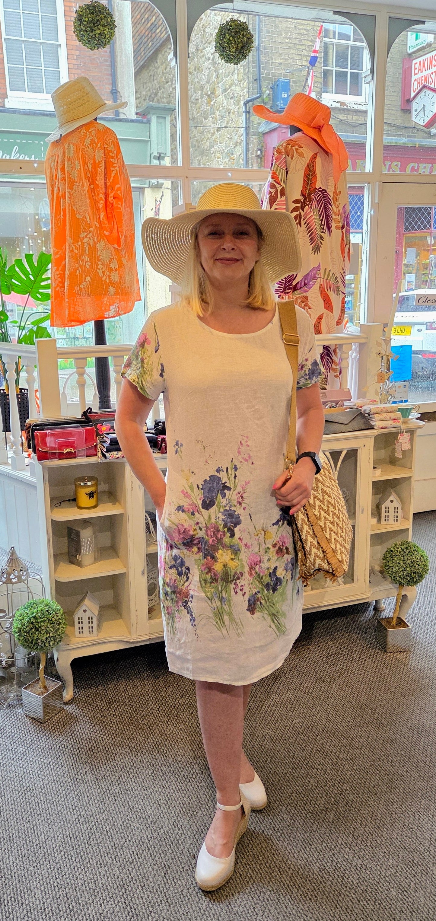 Linen Floral Dress