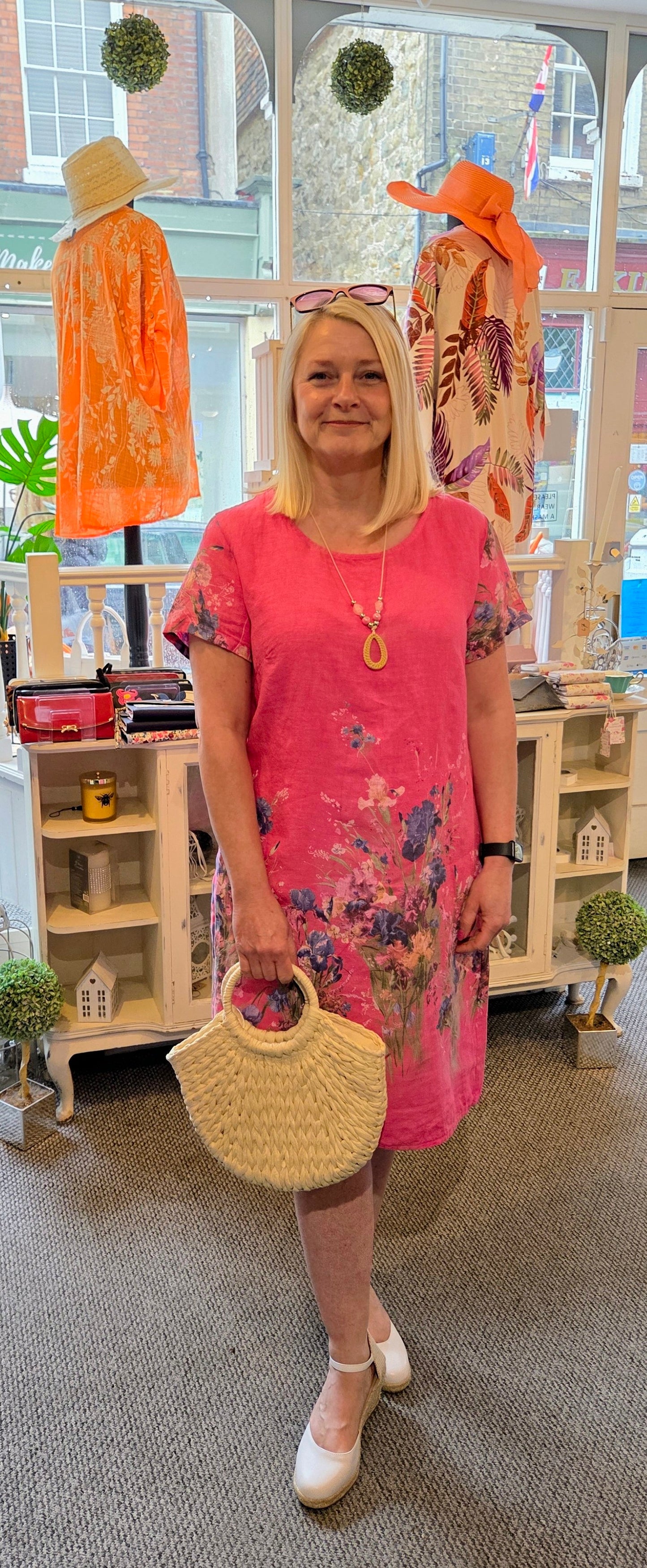 Linen Floral Dress