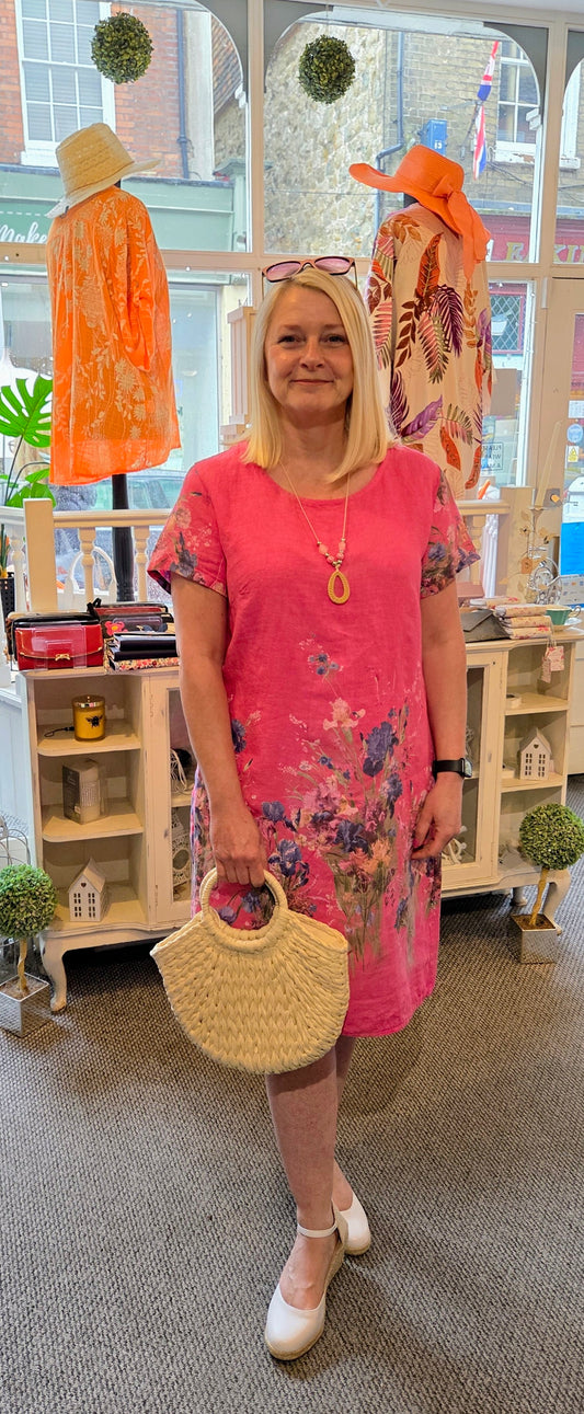 Linen Floral Dress
