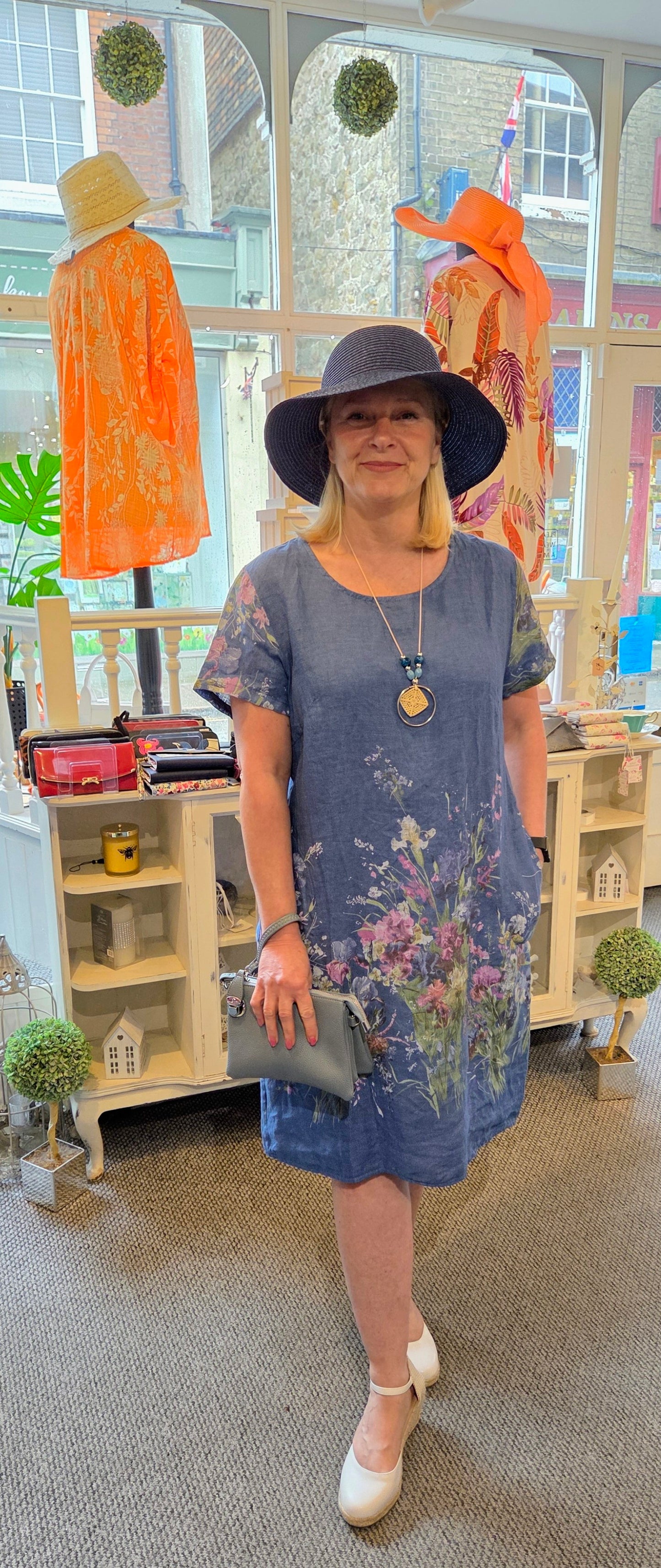 Linen Floral Dress