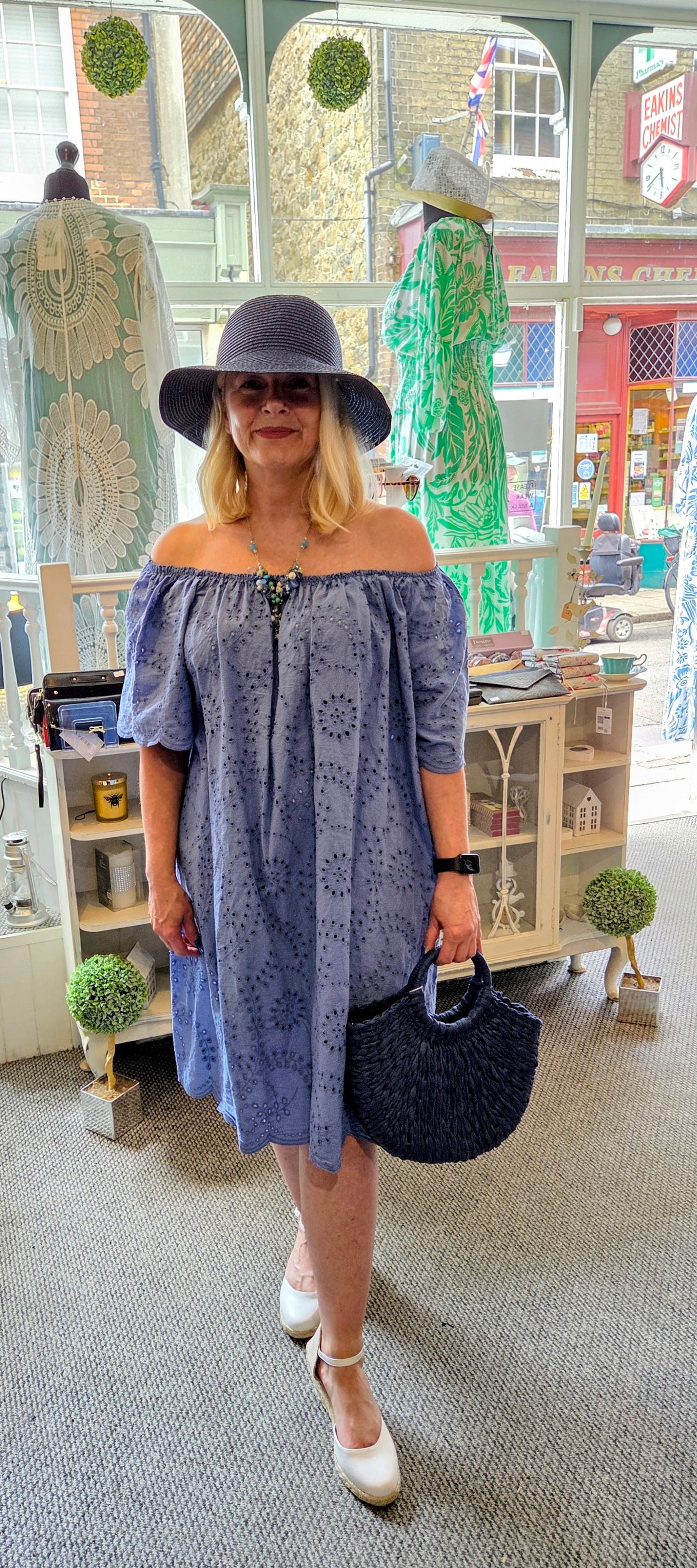 Broderie Anglais Bardot Dress
