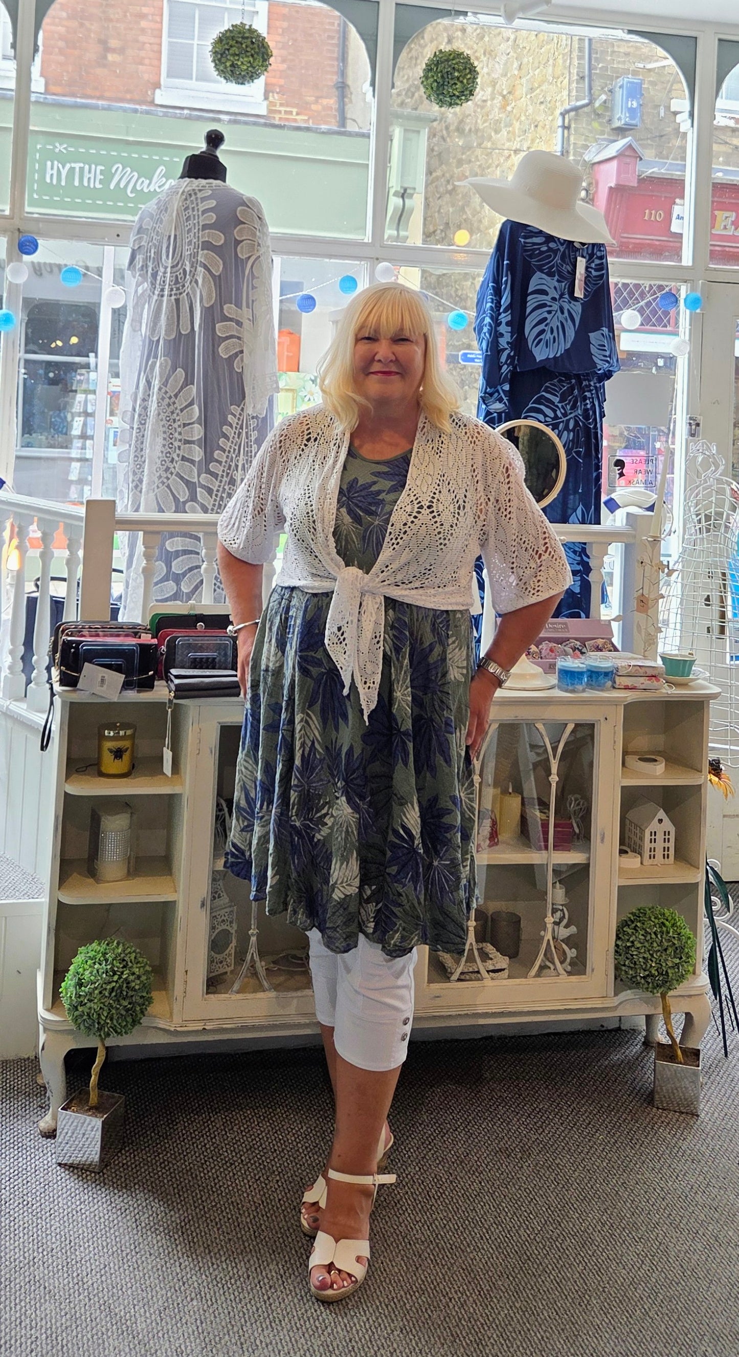 Cotton Sleeveless Tropical Leaf Dress Tunic