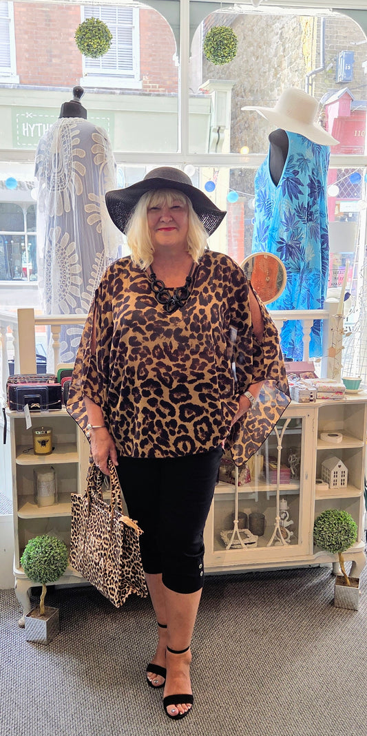 Leopard Print Chiffon Top