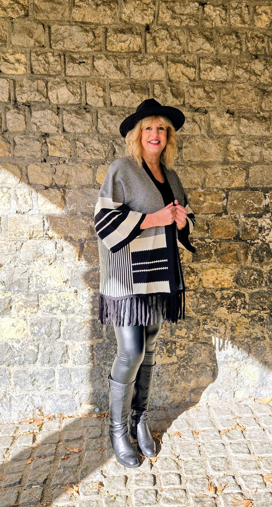 Fringed Cape-Cardigan