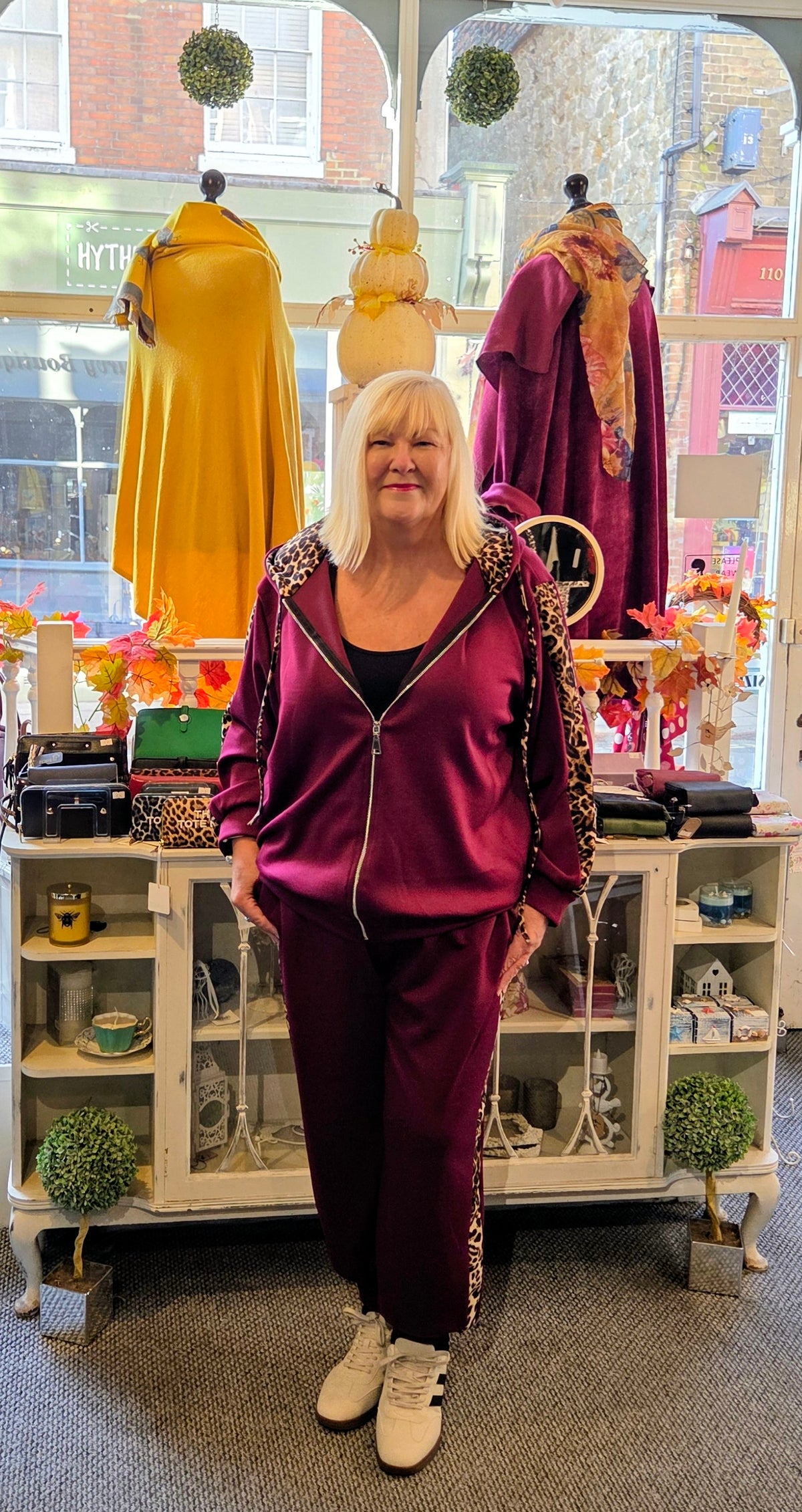 Animal Print Trim Lounge Suit