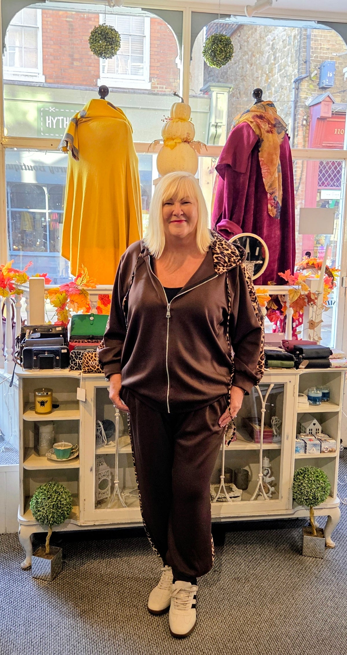 Animal Print Trim Lounge Suit