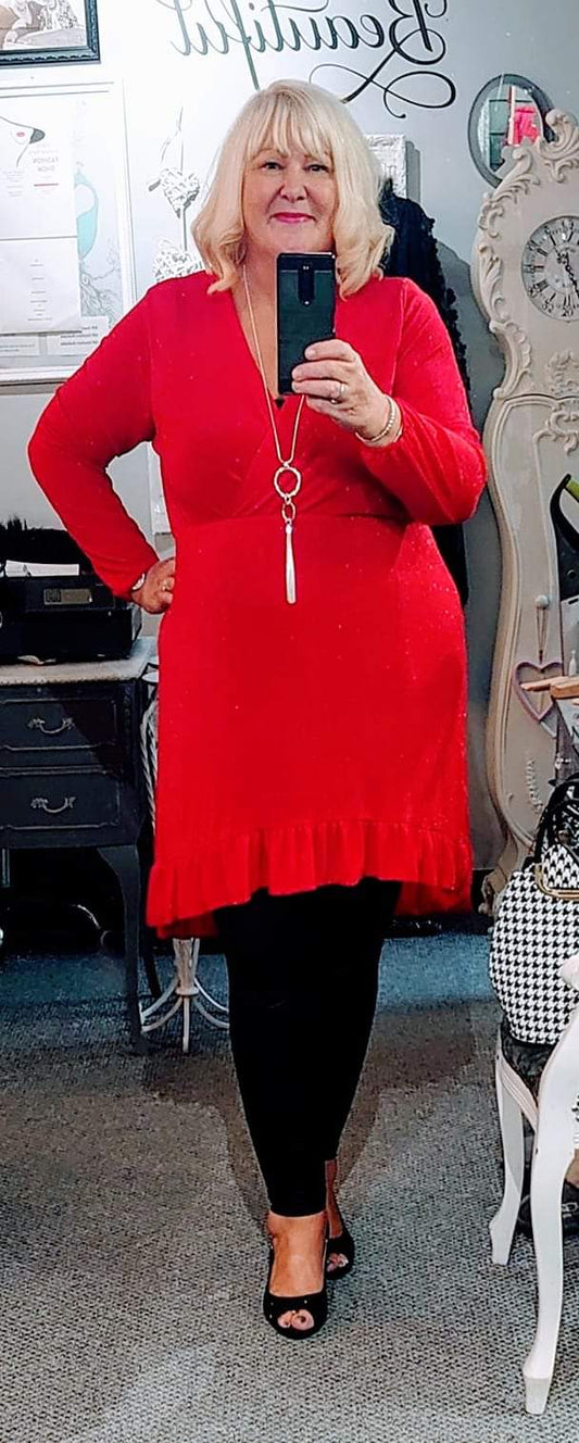 Red Sparkle Dress-Tunic