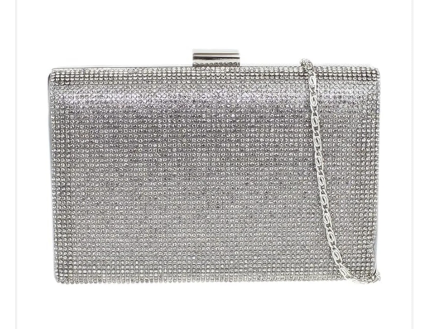 Silver Diamante Clutch Bag