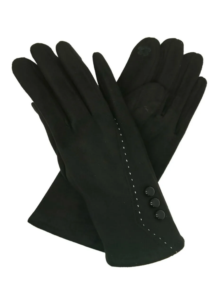 Fleece Lined Button Gloves