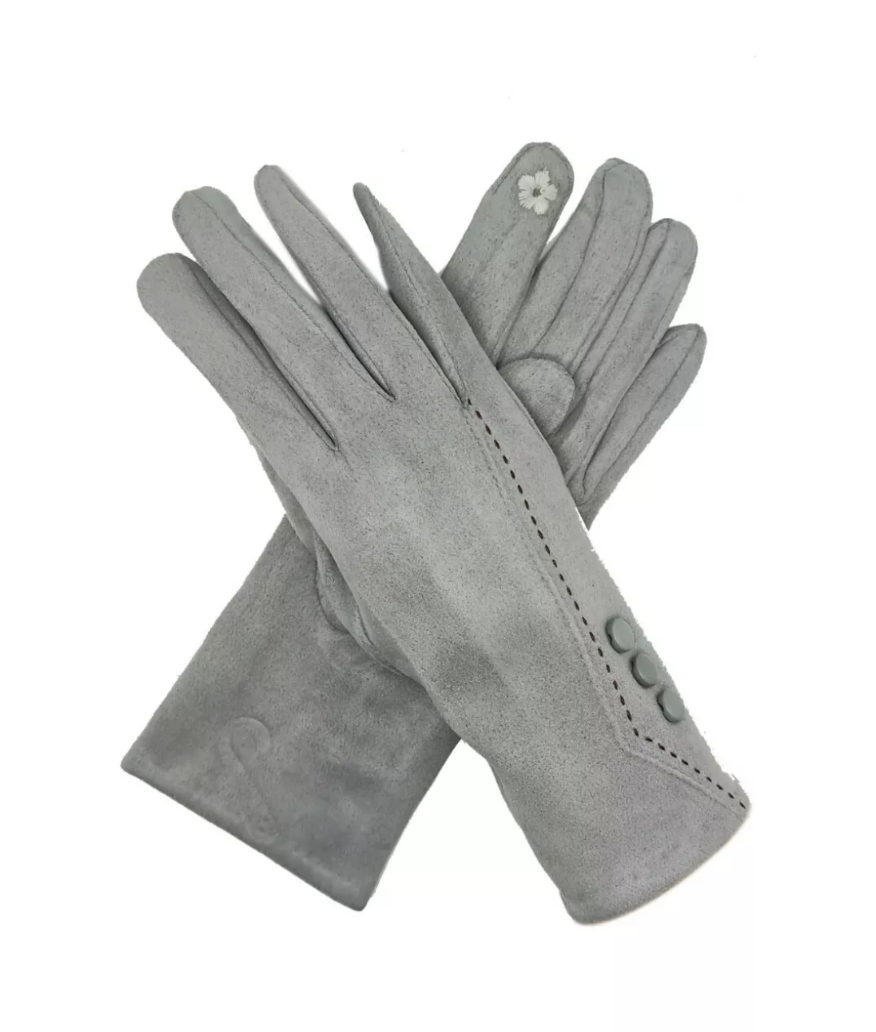 Fleece Lined Button Gloves