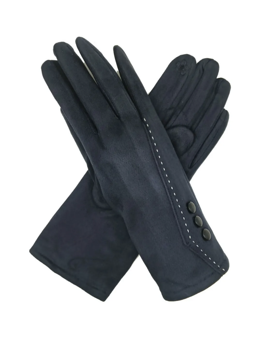 Fleece Lined Button Gloves