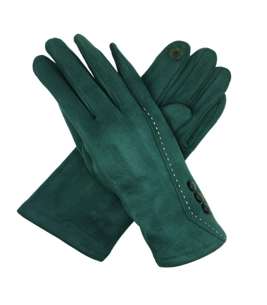 Fleece Lined Button Gloves